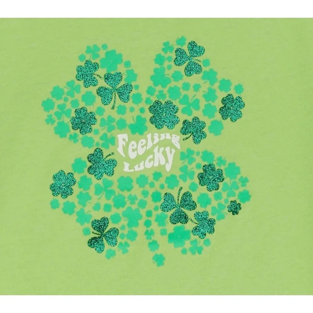 Wonder Nation Girl's XS Feeling Lucky Tee SIZE 4-5 Green NEW